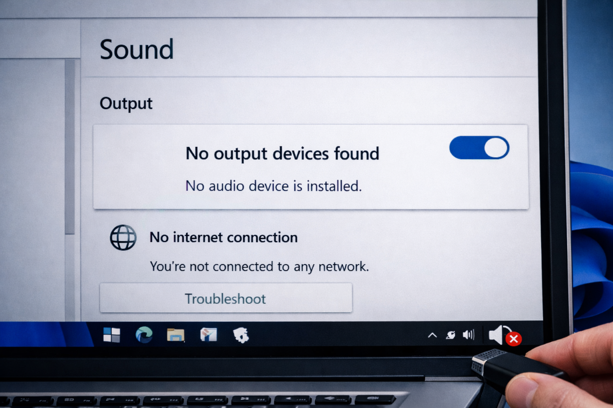 windows sound settings no audio device found fix